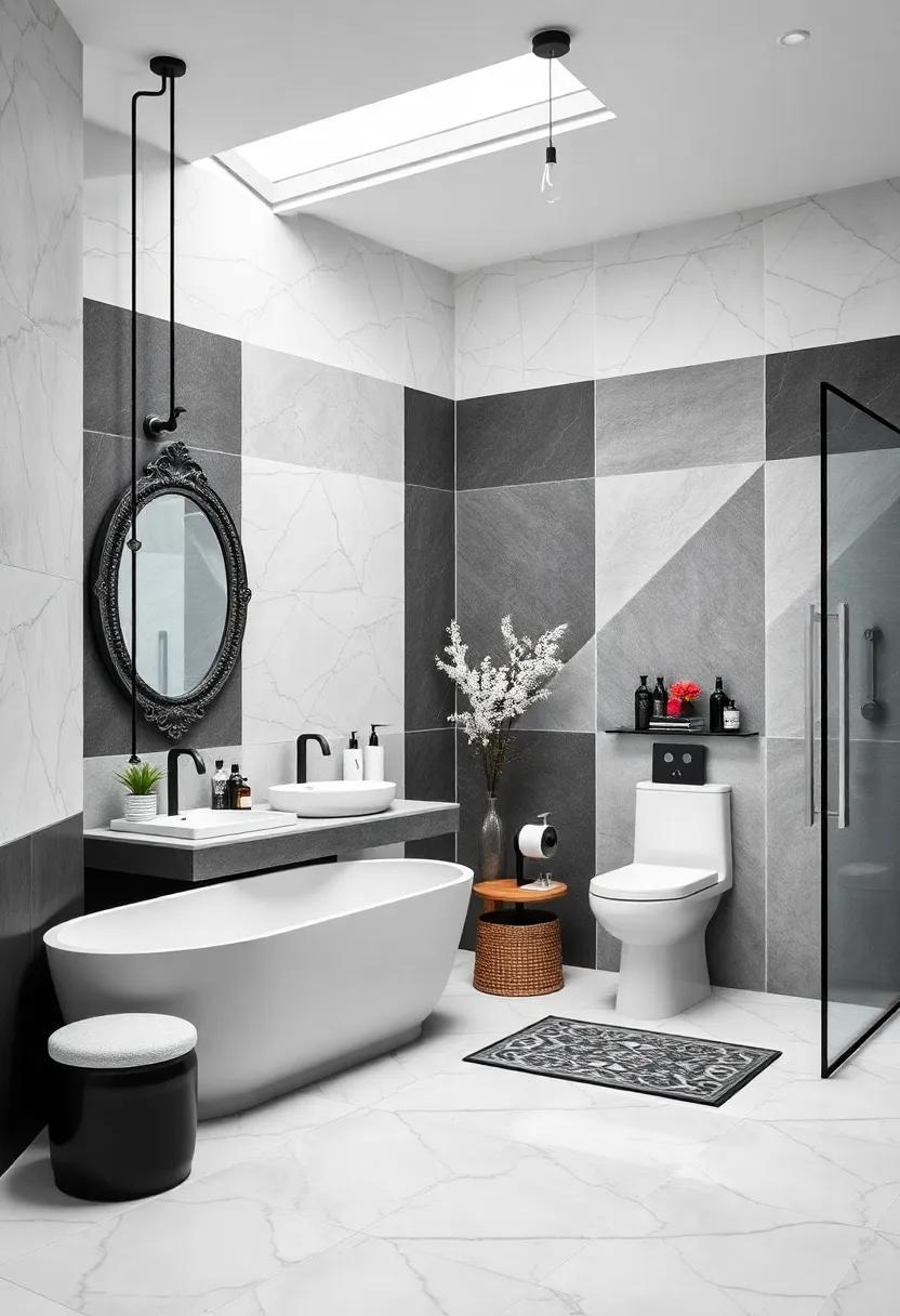 Vintage Inspiration: Blend modern black-and-white designs with vintage elements, like an ornate mirror or retro-style lighting, ‍for a unique contrast