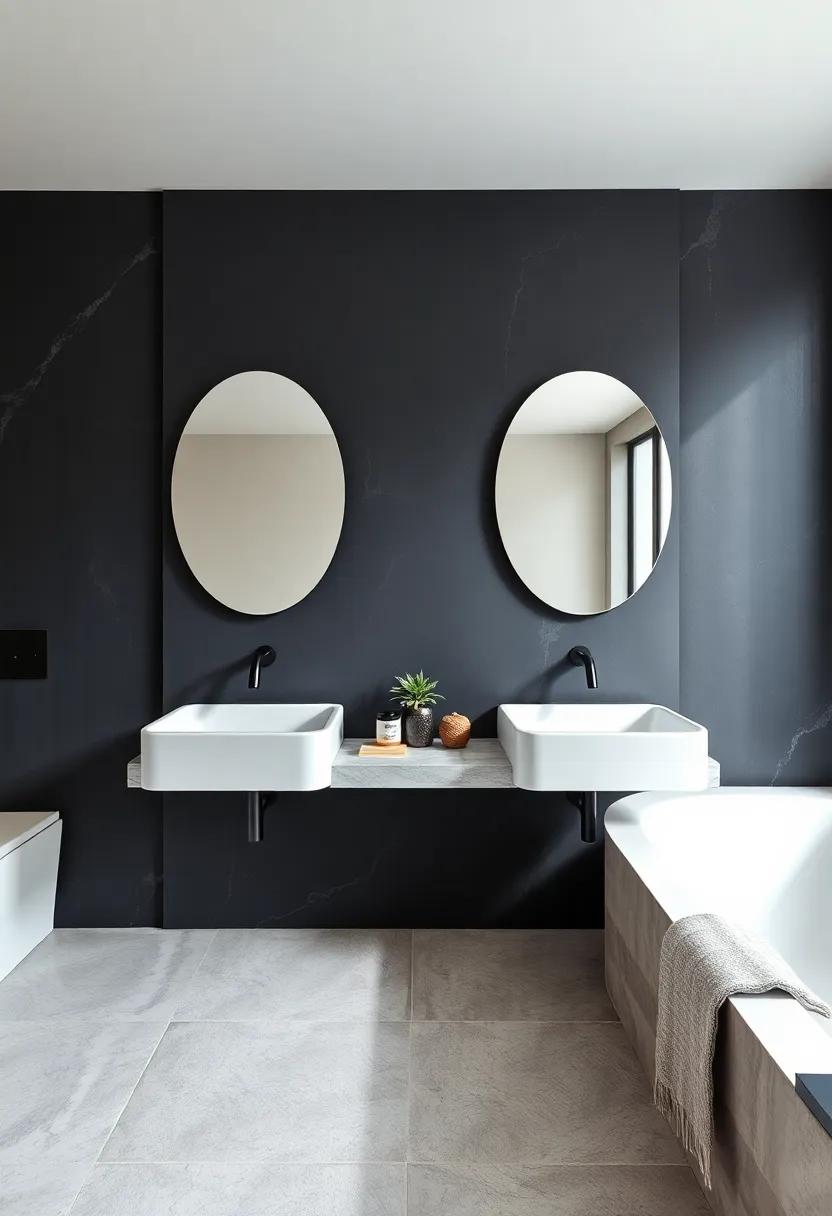 Washbasin ⁤Wall: Arrange twin sinks ⁣against a backdrop of black ⁣board for a modern twist that enhances functionality in‌ shared spaces