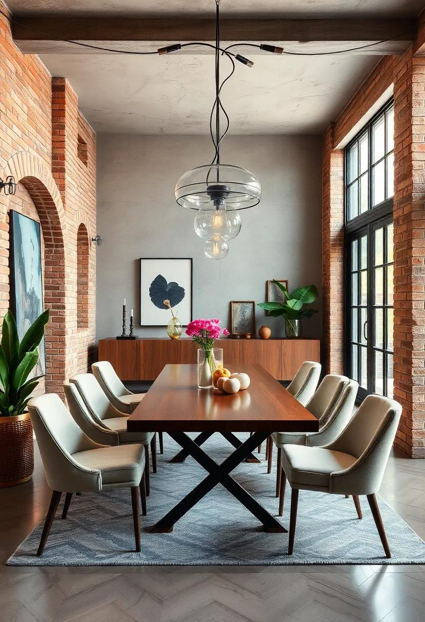 Industrial​ Chic: Combine‍ raw⁢ materials ‍like exposed brick and⁢ metal fixtures with ‍rustic wood​ accents to achieve a ​stylishly‍ edgy dining‌ vibe