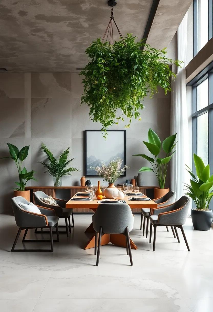 Urban⁢ Jungle:‌ Fill your⁢ dining ⁤space with ‍lush ⁢greenery, earthy ‍tones, and natural materials to ​evoke a serene and grounded⁤ ambiance