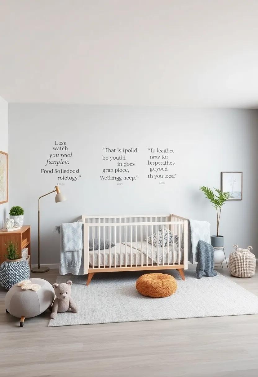 Inspirational Quotes: Adorn⁢ the walls with light grey ‍typography featuring ​motivational quotes, infusing⁤ the⁣ space with⁢ positivity and ⁤encouragement