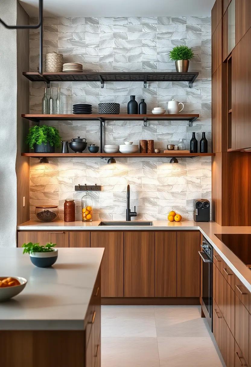 Decorative Metal Shelving: Use patterned metal ⁢shelves for a chic industrial ‌feel while providing plenty of space ⁤for showcasing curated⁢ kitchen items