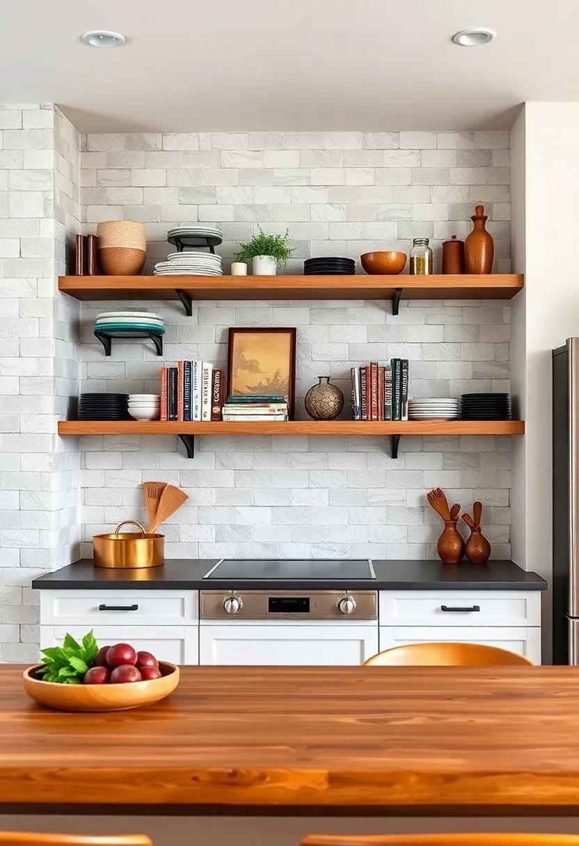 Farmhouse‍ Style Open Shelves:‌ Bring a touch of farmhouse charm with rustic open shelves ​that display well-loved cookbooks and handcrafted kitchenware
