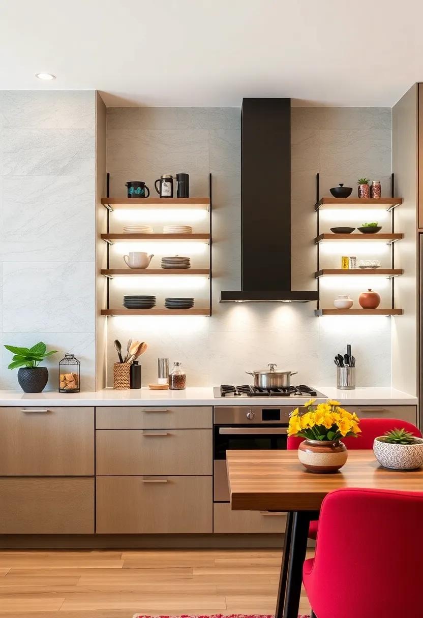 Lighted Shelving⁤ Units: Incorporate LED ⁣strips into your⁢ shelving for a ‌contemporary look‍ that highlights ⁣your prized cookware and adds ambiance to your kitchen