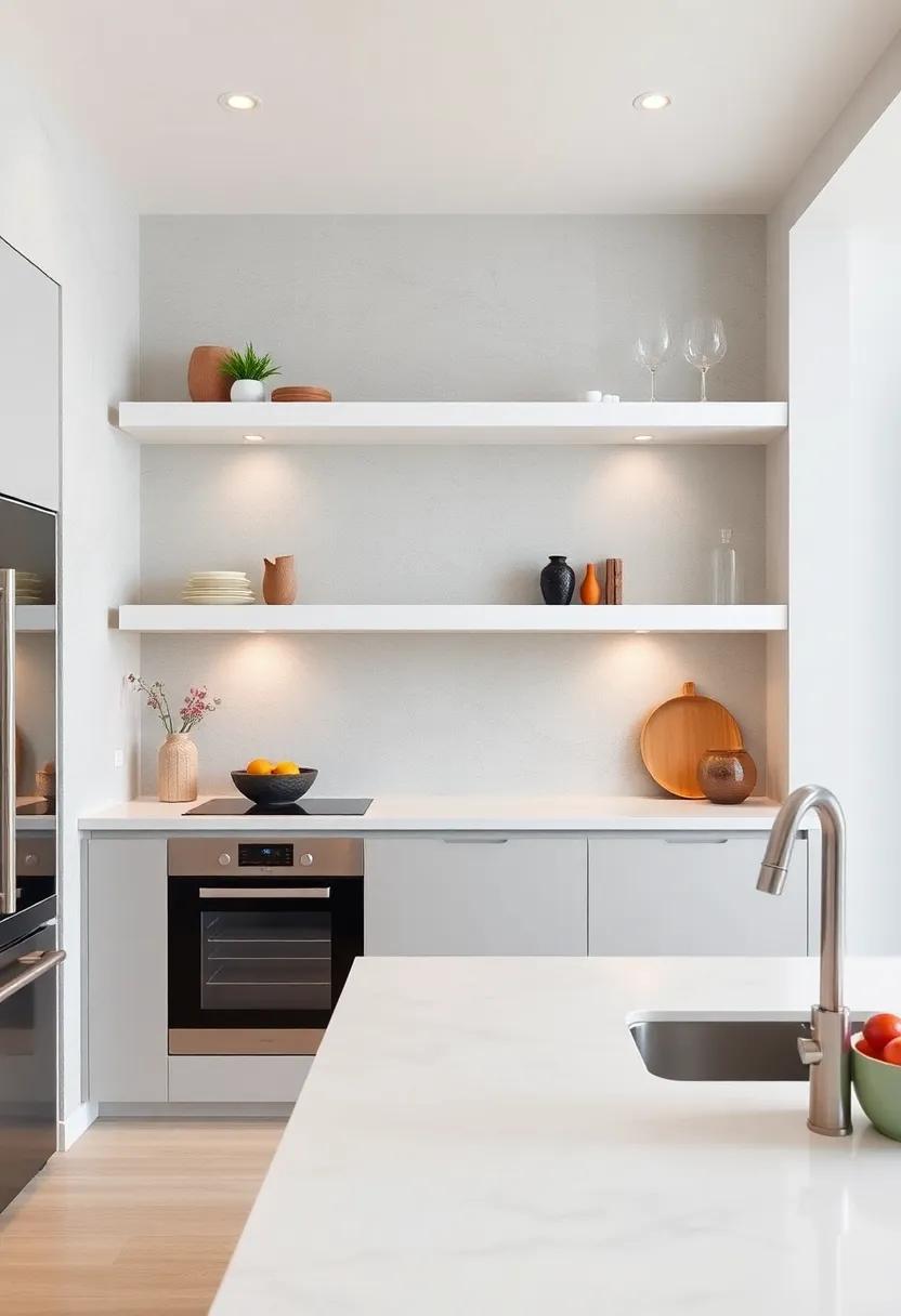 Minimalist Floating Shelves: ‌Stick to a minimal aesthetic with​ sleek, white floating shelves that ‌give your kitchen a clean and modern look without overwhelming the space