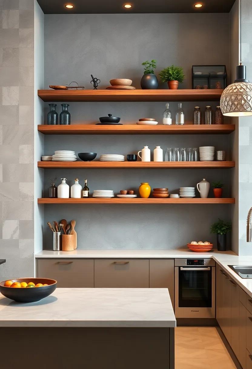 Multi-Level Shelving: Opt ​for multi-tiered shelves that add dimension and create unique displays, perfect⁣ for varying heights of kitchenware and‌ decor