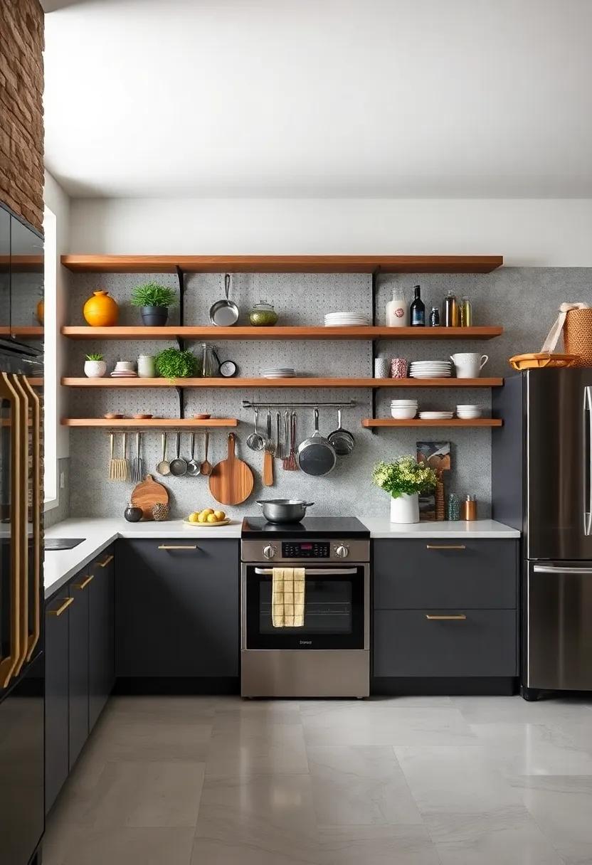 Pegboard Organizers: Maximize wall space with a pegboard that⁤ allows for‌ easy‌ reconfiguration​ of pots, ⁣pans, and​ cooking tools, adding ‍both functionality and flair