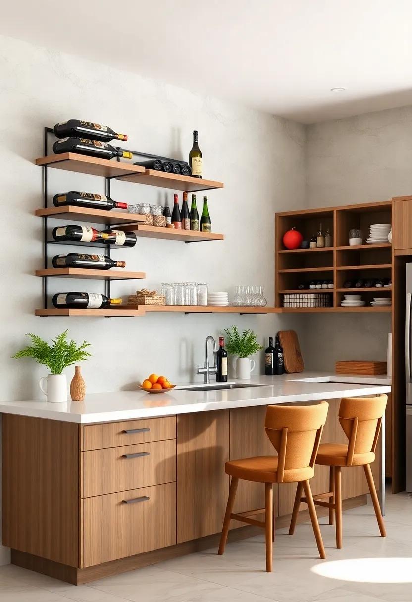 Wall-Mounted Wine Racks: Make a statement with wall-mounted‍ wine racks that not only store⁢ bottles but also serve as an artistic piece in your kitchen decor