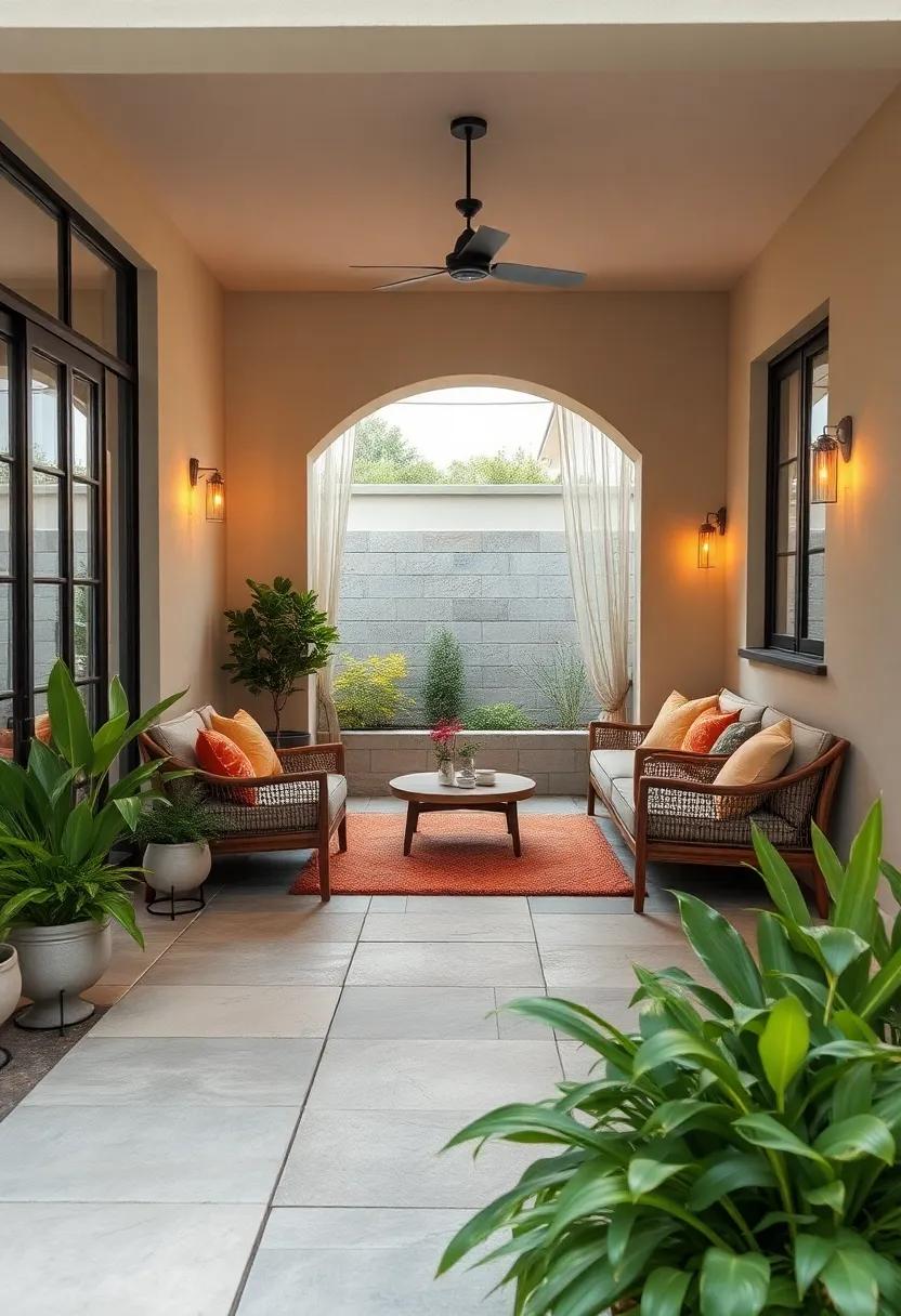 Design a sunken patio with textured stones for ⁤a cozy nook that provides respite ‍from the sun without​ compromising ‌style