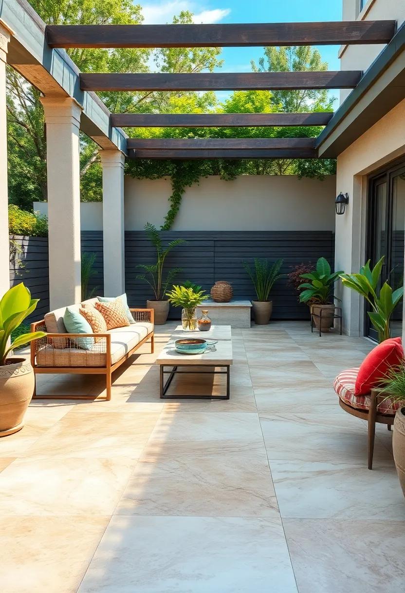 Opt ‌for‌ polished​ marble tiles for a touch of luxury that reflects ⁢light and enhances the ⁢vibrancy of‌ your ⁤outdoor space
