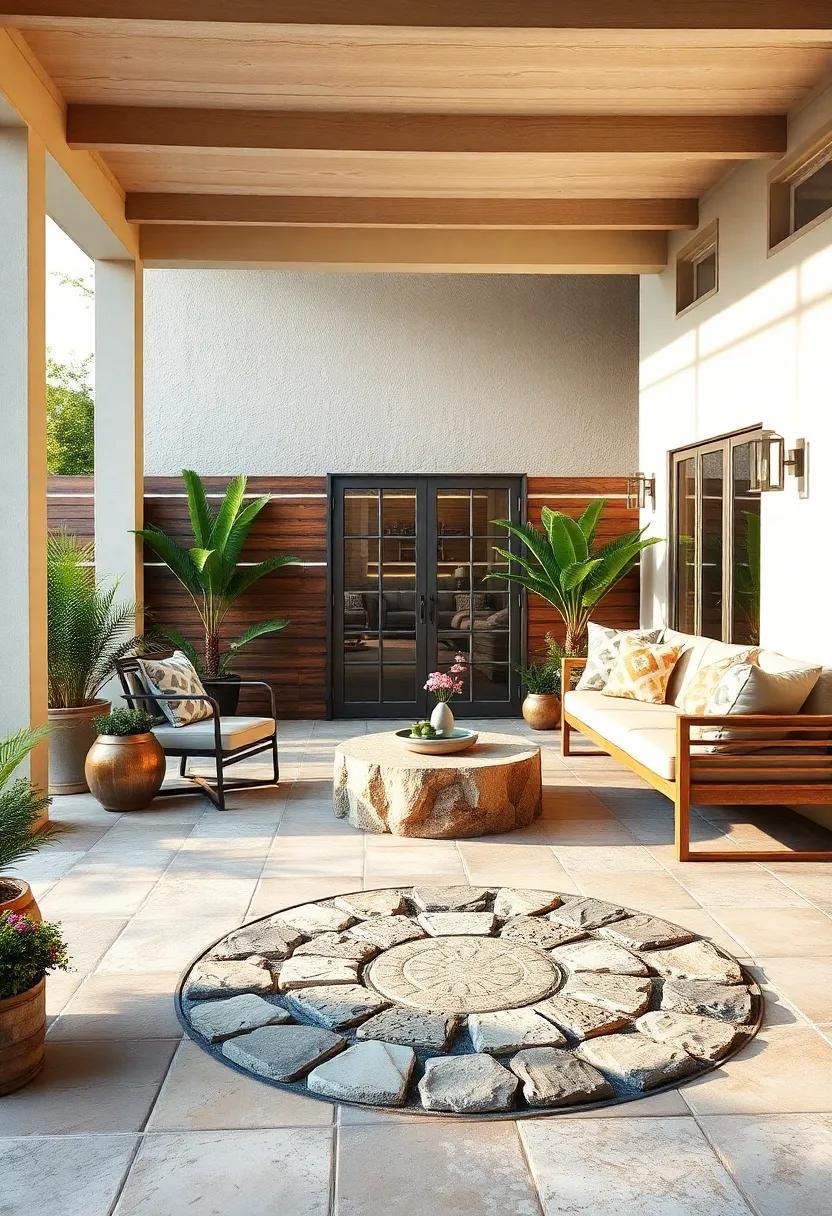 Embellish ⁢your ⁤patio with circular ⁤stone designs, perfect for creating a⁣ focal point where friends and family can gather