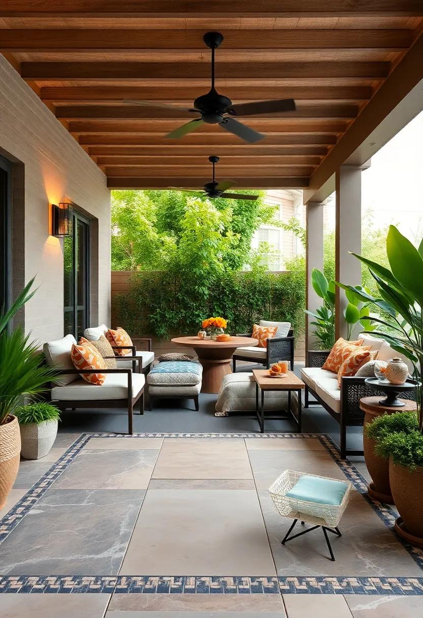 Add‌ a touch of Zen with large river stones arranged in a beautiful mosaic,​ transforming your patio into a tranquil retreat