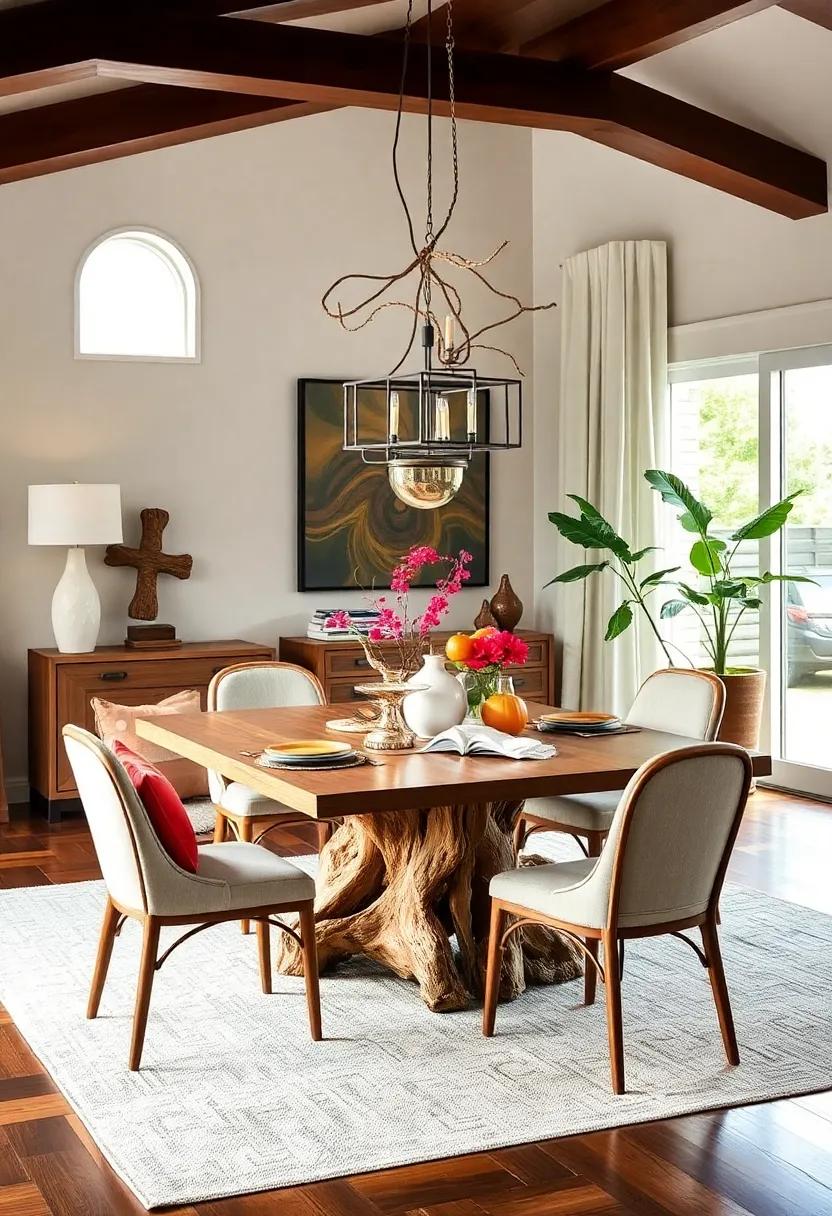 Convert a ​large piece of driftwood into⁤ a stunning centerpiece, adding natural⁣ elements⁤ and a beachy ⁣vibe to your dining ‌room