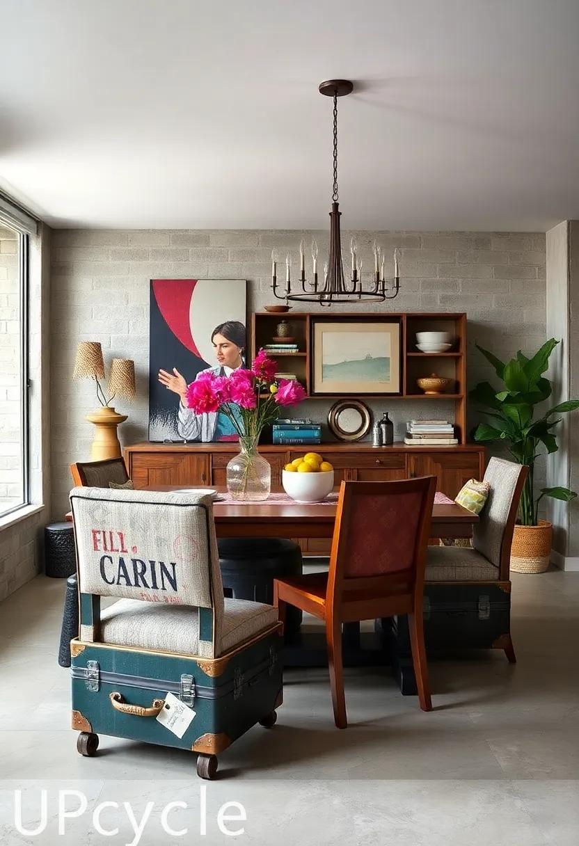 Repurpose vintage ‌suitcases into unique chairs, bringing a sense⁤ of‌ adventure and nostalgia to your dining space