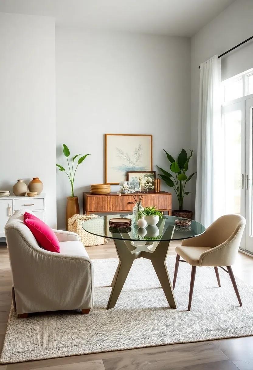 Upcycle a ‌glass-topped coffee table into ‍a dining ⁤table by simply adding ​taller ⁢legs and a pop of color beneath the glass
