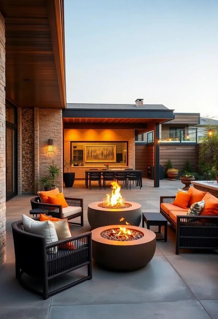 25 Inspiring Ideas for Modern Outdoor Dining with Cozy Fire Pit Features