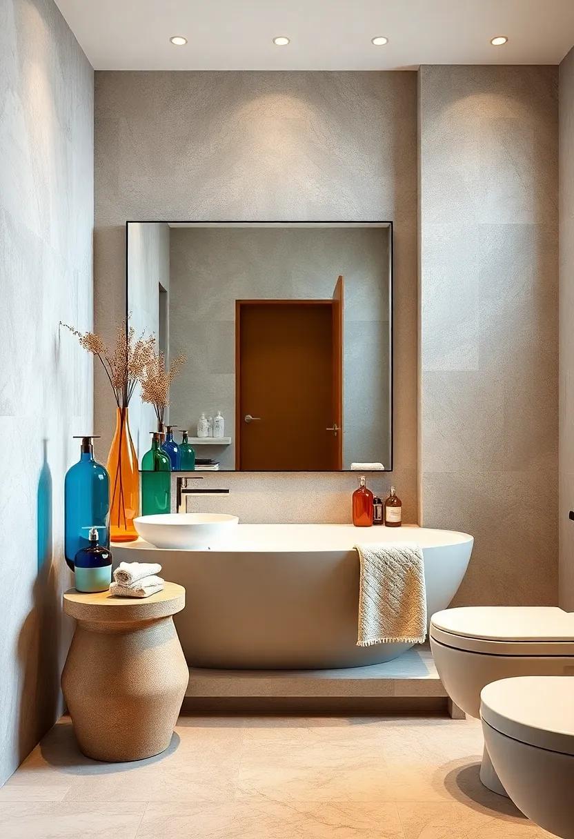 colorful‍ Glass Accents: Fill⁣ your bathroom with colored glass‍ vases⁢ and bottles that catch the light, creating a⁣ dazzling effect that ‍elevates the‍ ambiance