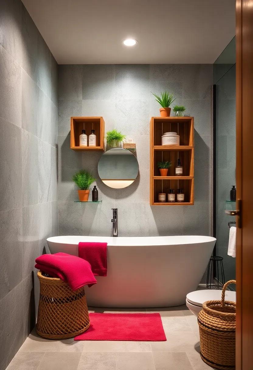 Repurposed Wooden Crates: Use wooden crates to create floating shelves that showcase‍ bathroom essentials and ⁢decorative items, adding a rustic twist to your decor