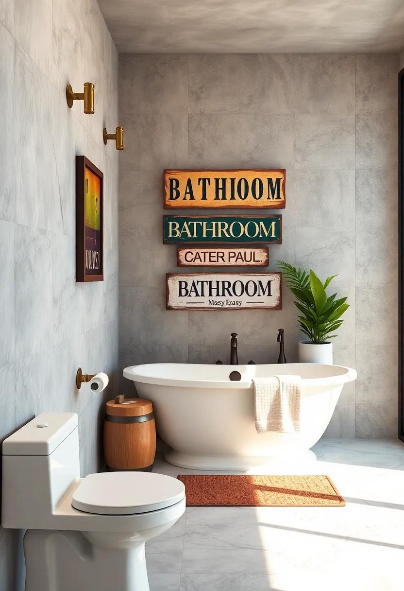 Vintage Bathroom Signage: Decorate with charming vintage signs that​ humorously enhance ​the character of your bathroom while‍ providing functional direction