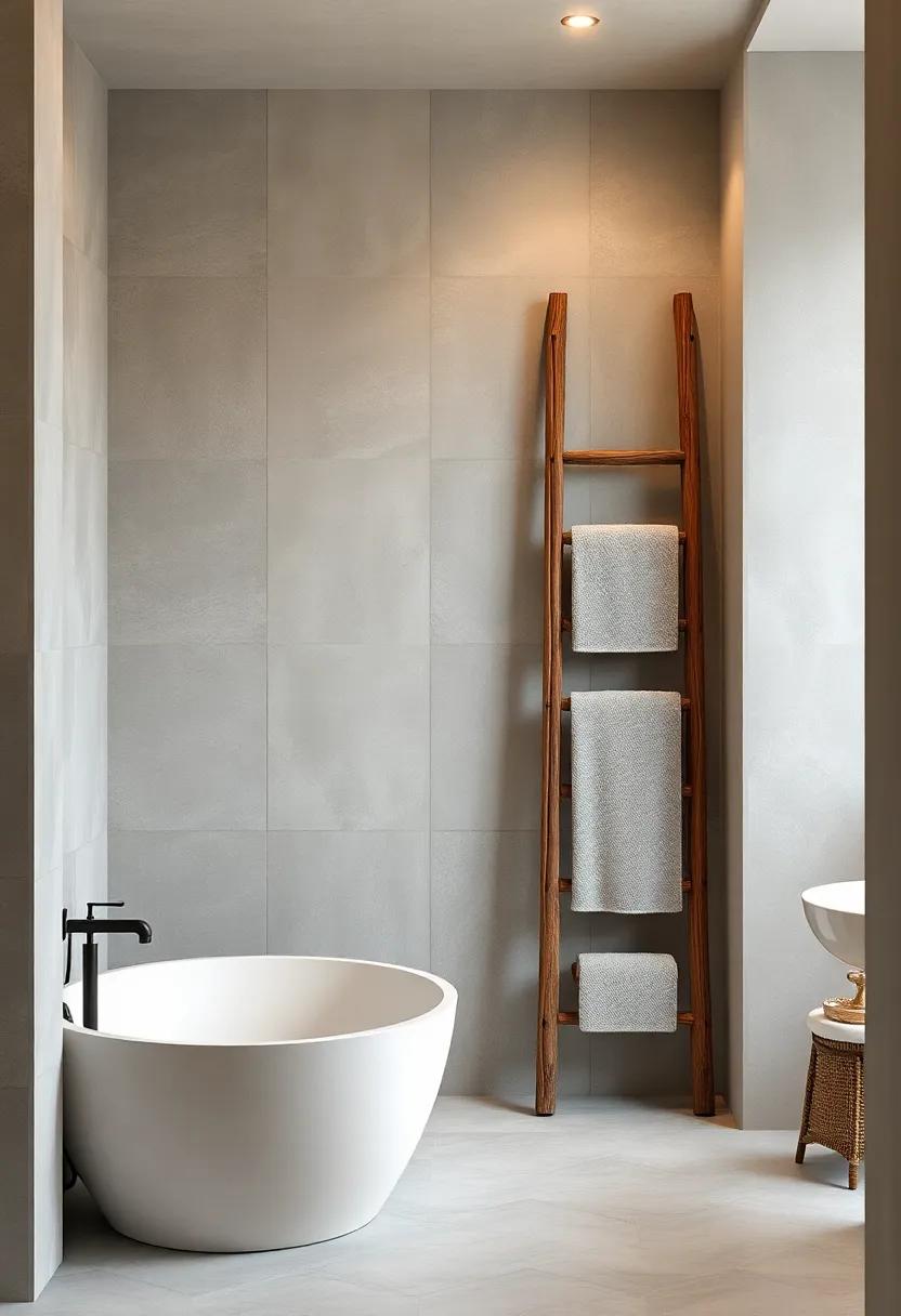 Vintage Ladder Towel Rack: Repurpose an old wooden ladder as⁤ a stylish towel ⁢rack,⁤ combining functionality and aesthetic⁢ appeal⁤ while adding character to the décor