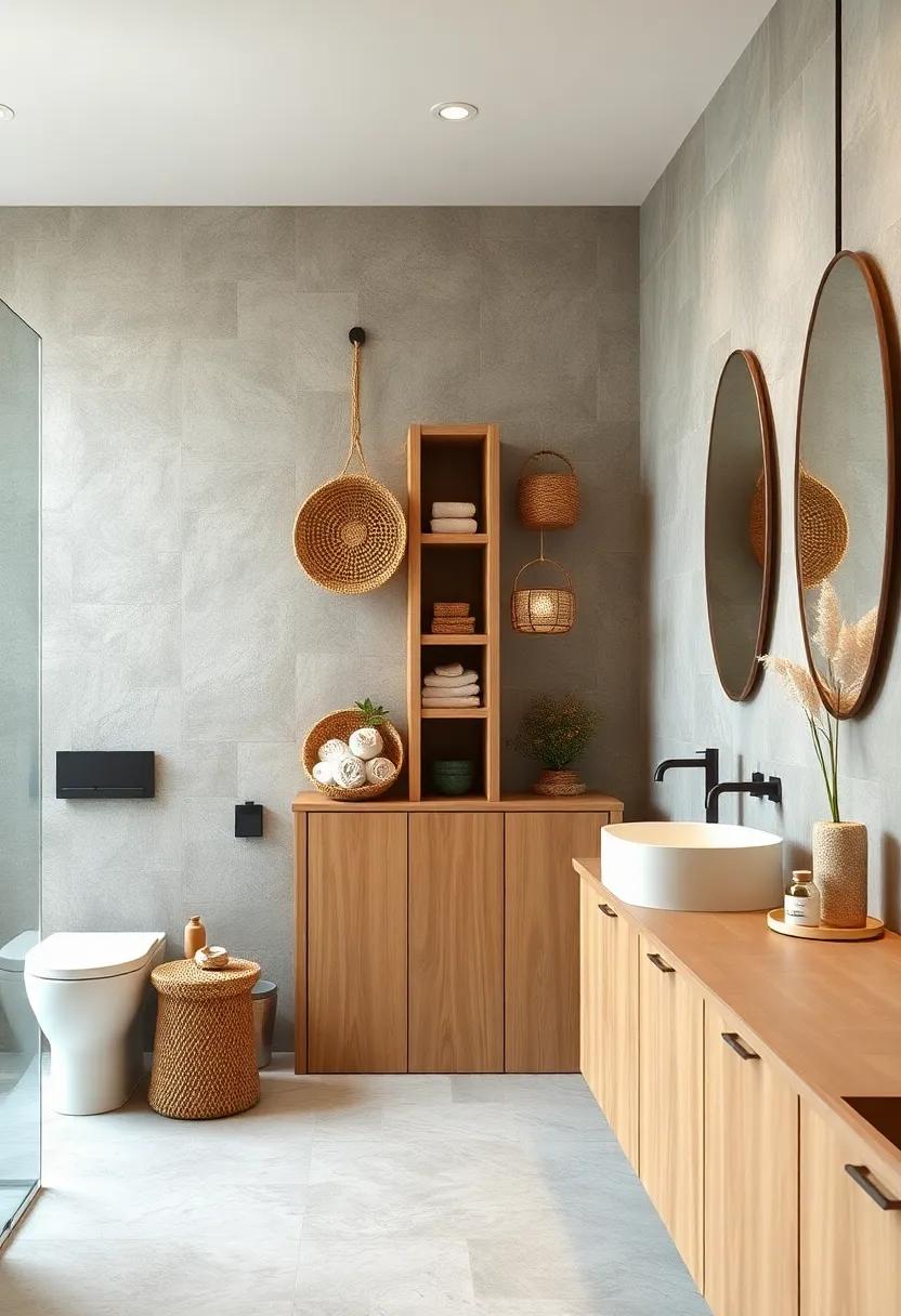 Chic Baskets: Hang decorative baskets ⁣on the wall for storing rolled towels or additional toiletries, adding ‌texture and a touch of bohemian spirit