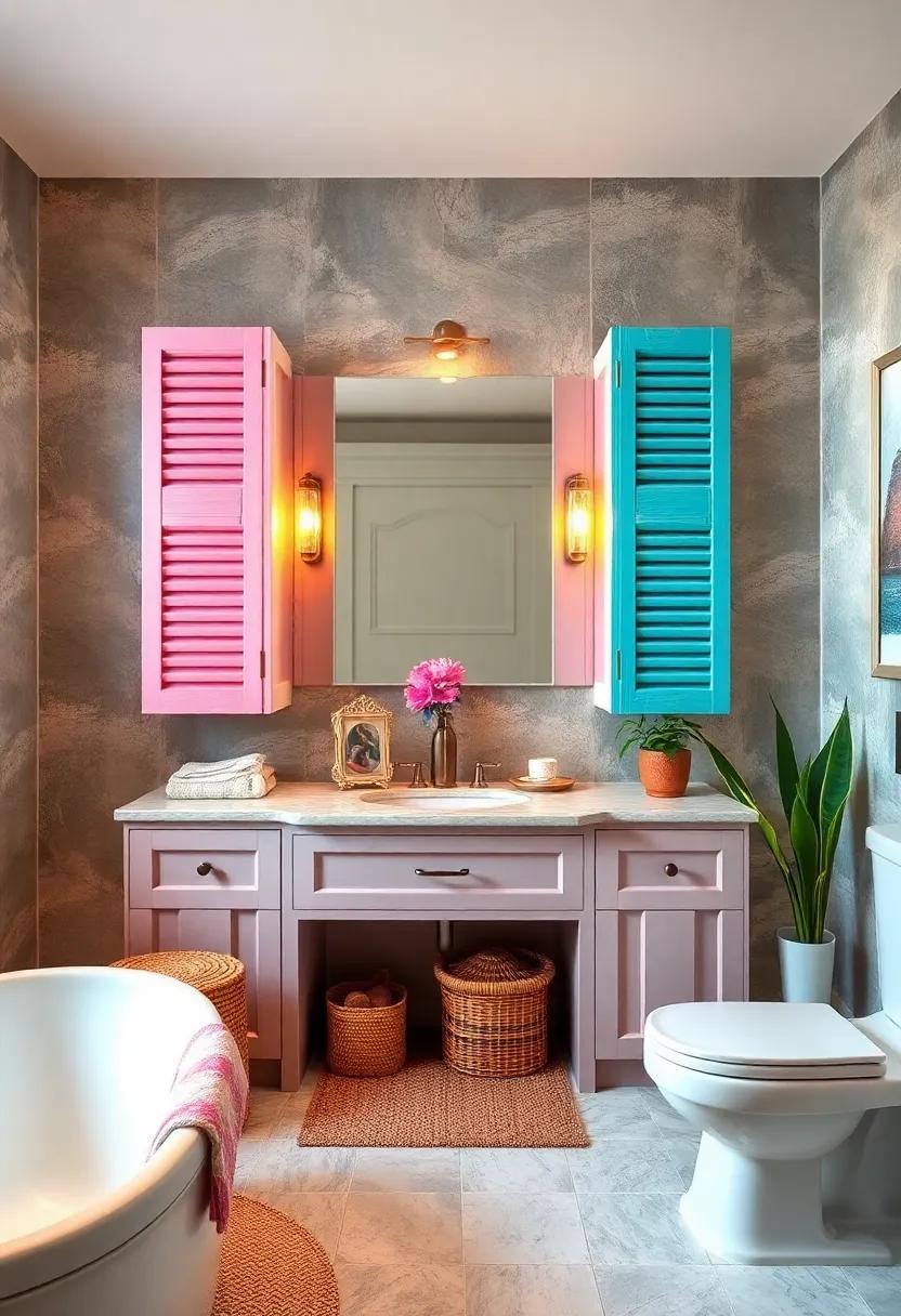 Colorful Shutters: Use ‍painted wooden shutters as⁣ cabinet doors for a fun,beachy vibe that’s both stylish and practical in ​your bathroom