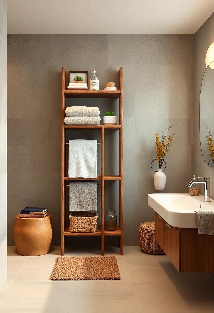 Ladder Storage: Utilize a decorative​ ladder shelf to display towels ⁢and add an organic touch,while keeping essential items within arm's reach