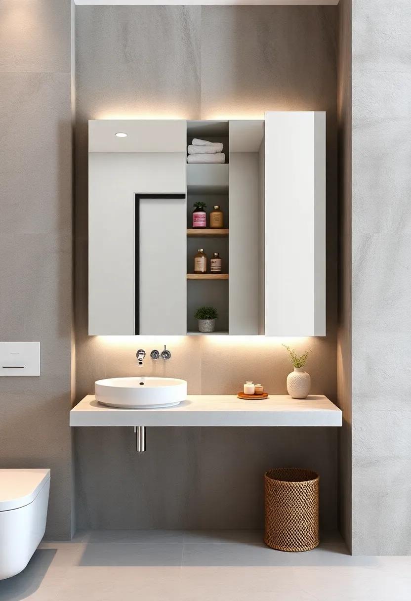 Multi-Function Mirrors: Invest in a mirror with built-in⁢ shelves or compartments, offering both style ‍and a smart storage solution⁢ in one