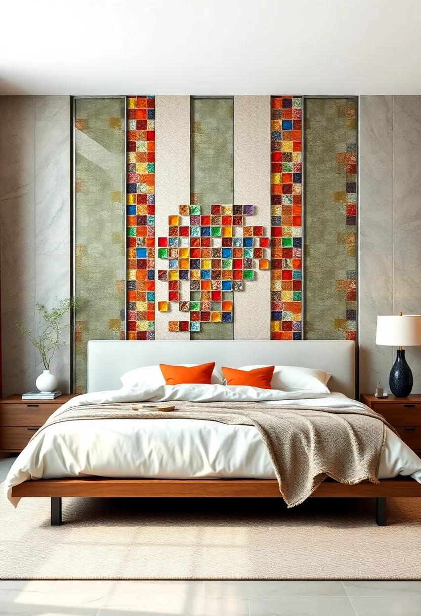 Glass‍ Mosaic for⁤ a Colorful Twist: Arrange​ colorful glass tiles in mosaic patterns for an ‌artistic and playful ‌touch that adds ⁣character to your bedroom