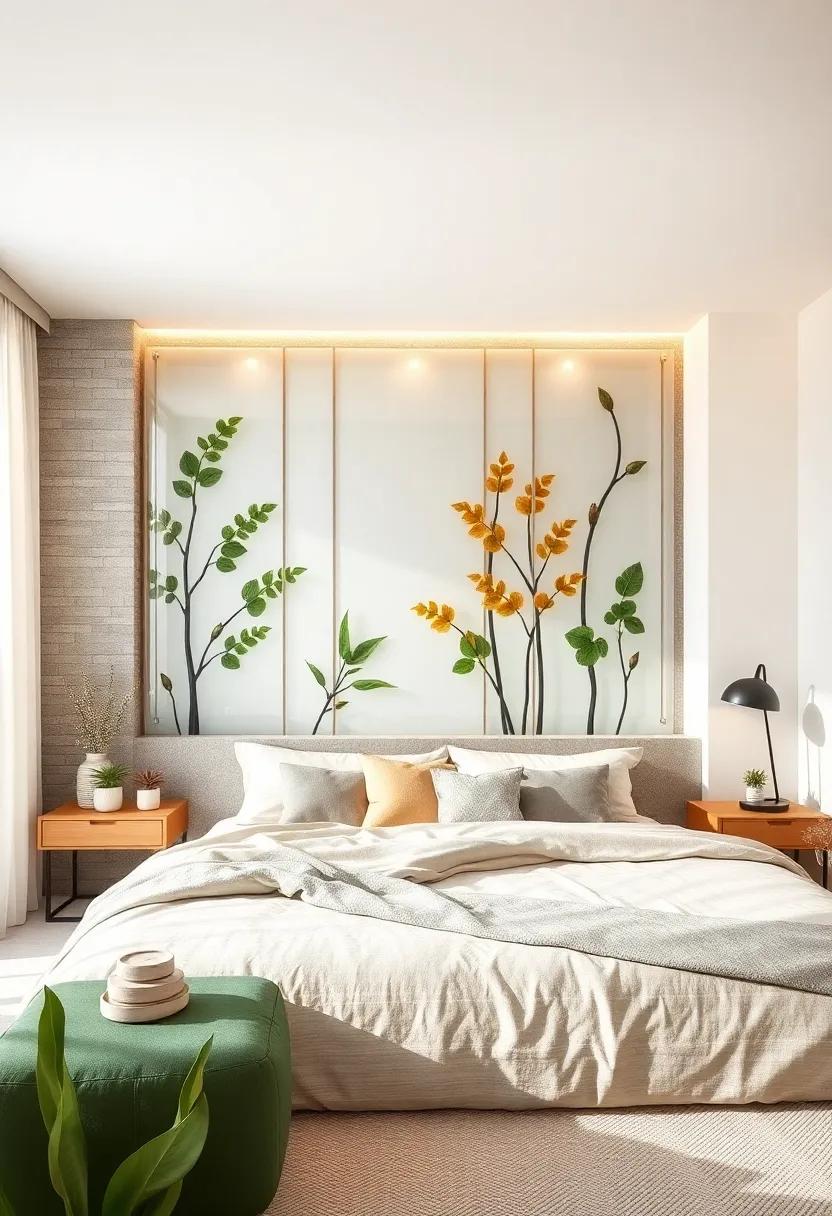 Transparent ⁤Glass with a Nature Motif: Use nature-inspired graphics or images behind clear glass⁤ panels to bring an organic feel to your ⁣serene bedroom environment