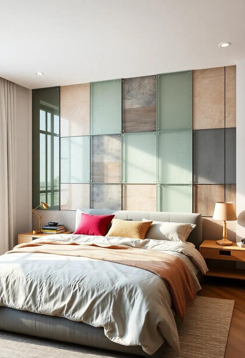 Layered ​Glass Panels ​for Dimension:‌ Create⁤ a 3D effect by layering‍ different styles or colors of​ glass‍ panels,enriching‍ your bedroom walls with depth and visual interest