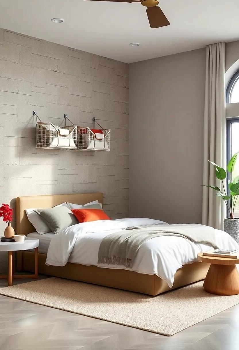 Wall-Mounted Storage Bins: ​Attach decorative bins to walls for ​easy access storage of larger items like scarves or beach towels, turning clutter into art