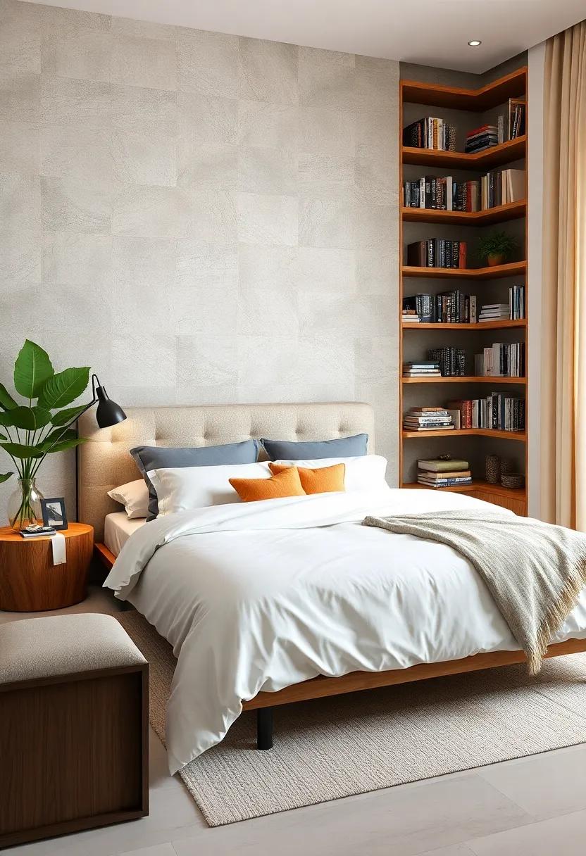 Corner Bookshelves: Fill those neglected corner⁢ spaces with tall bookshelves designed to ‍host oversized books or‍ decorative storage bins ​that⁤ enhance your bedroom’s aesthetic