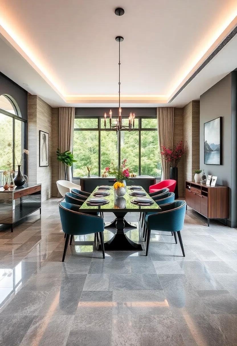 Glass Tiles: Reflective and chic, glass tiles can create a stunning visual impact in modern dining aesthetics