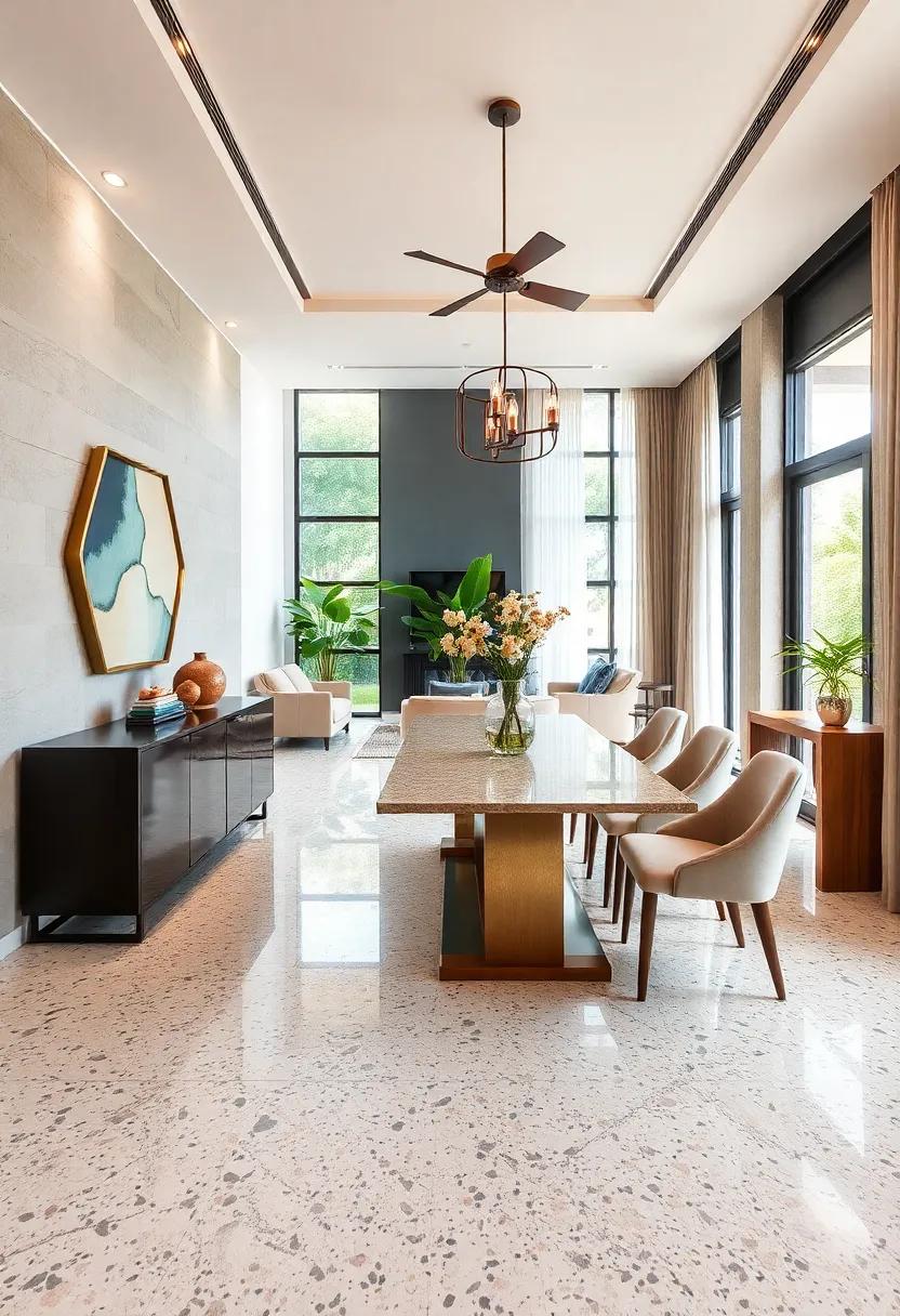 Terrazzo: A stunning blend of materials, terrazzo flooring⁣ provides a unique and artistic foundation for a dining space