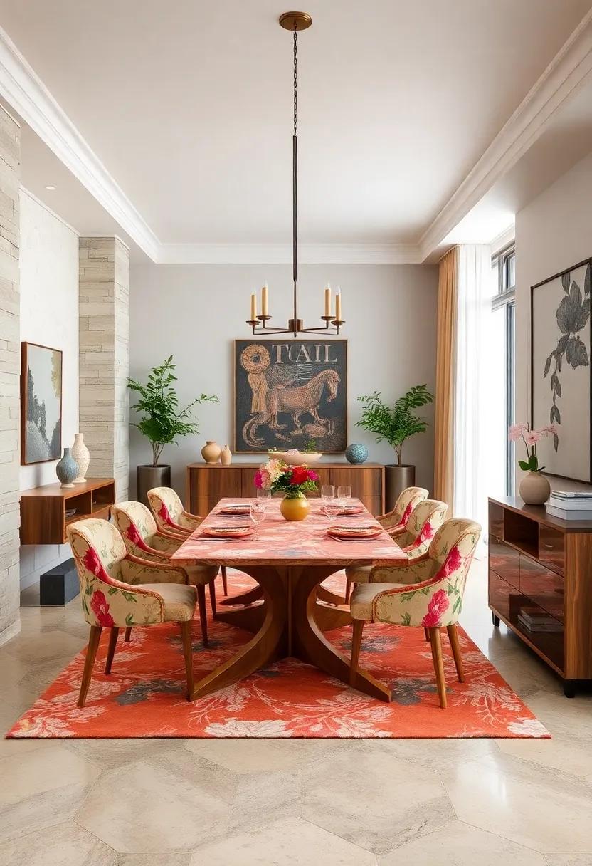 Floral or Patterned Vinyl: Brighten your dining room with playful vinyl that ⁣combines functionality with style