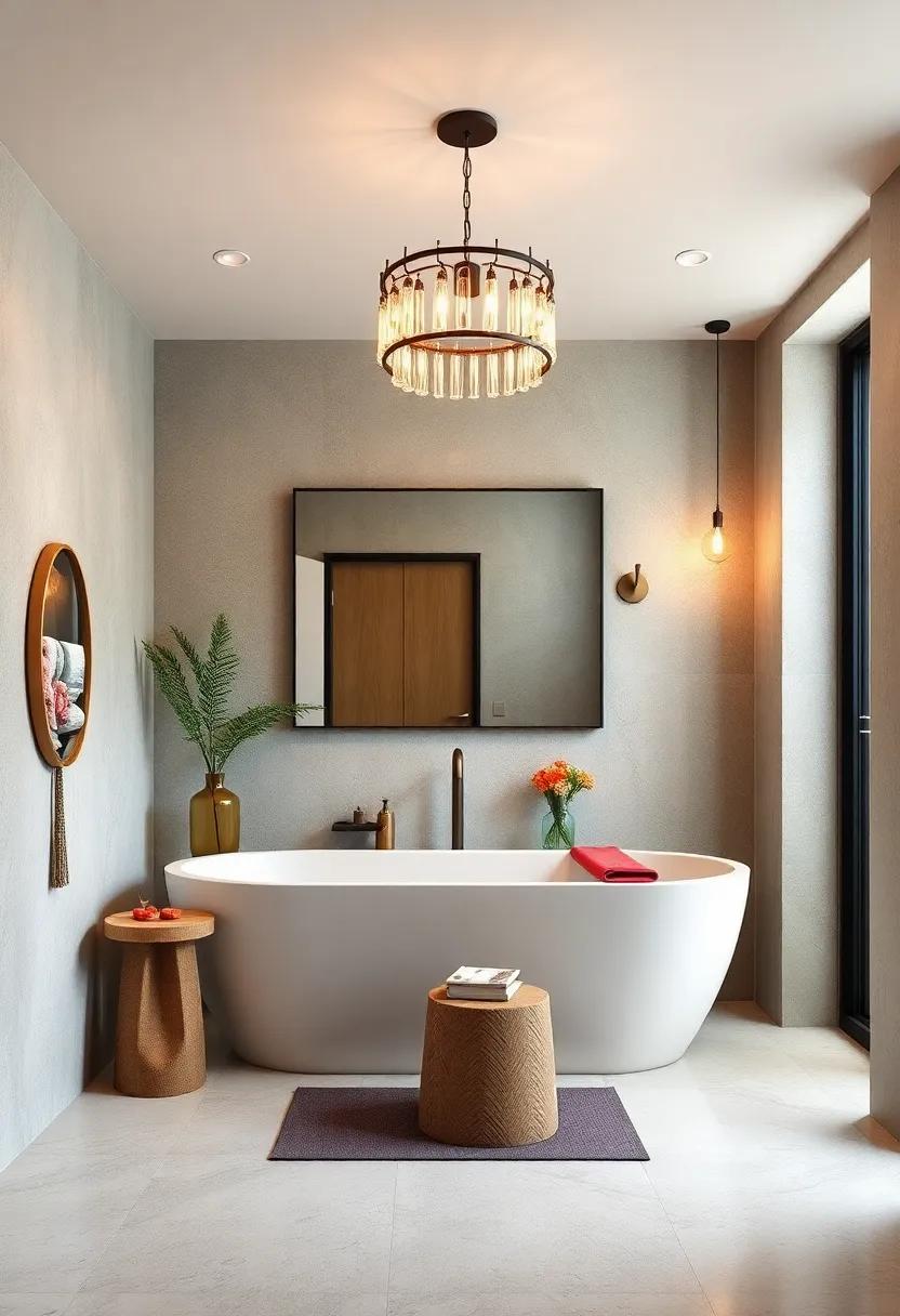 Statement Lighting Fixtures: Swap out basic overhead lights for an eye-catching chandelier ‌or unique pendant lights that elevate your bathroom⁢ style