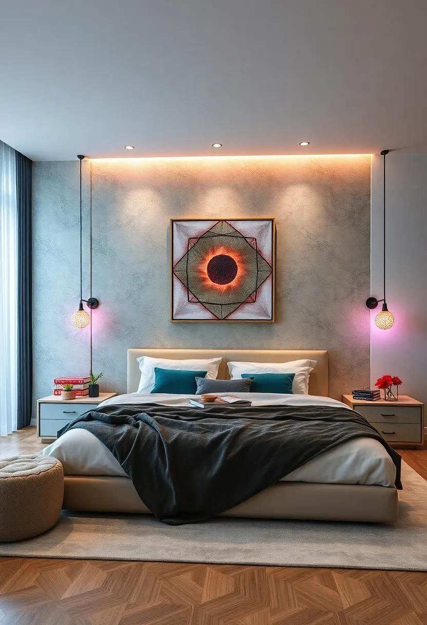 Mood Lighting:⁣ Use LED geometric fixtures​ that‍ change color ‌and shape to create ‍an adjustable atmosphere perfect for winding down