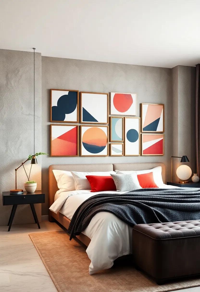 Create a Gallery ‍Wall: ⁤Mix and ⁤match different geometric ‌prints in⁤ a gallery⁤ wall ‍to play with ​shapes and colors⁤ that​ bring dynamism to ⁢your bedroom