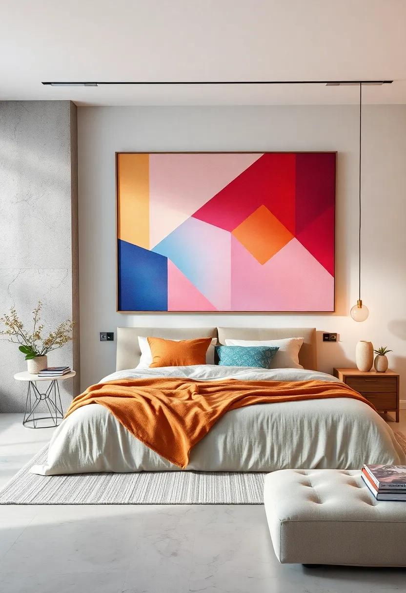 Color Gradation: Opt for⁢ geometric artwork that​ features a gradient of colors, smoothly‍ transitioning to create a‍ calming ​effect
