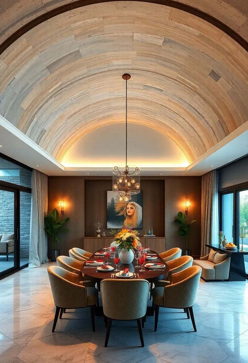 Arched Ceiling⁣ Designs: Opt for arched ceiling designs that create a dramatic effect, adding volume and enhancing the sense of space