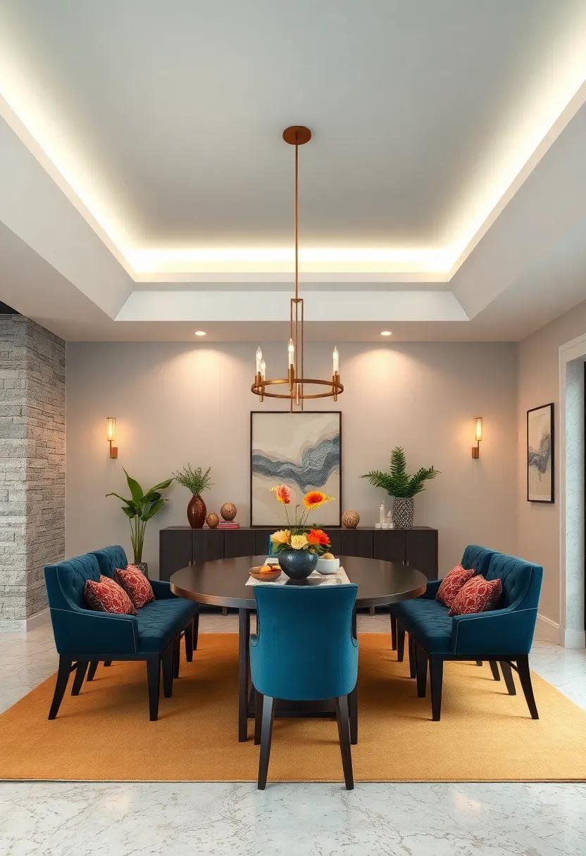 Bold Color Accents: Infuse⁣ personality into ⁤your dining room with a bold⁣ ceiling color that contrasts beautifully with the​ walls​ and decor