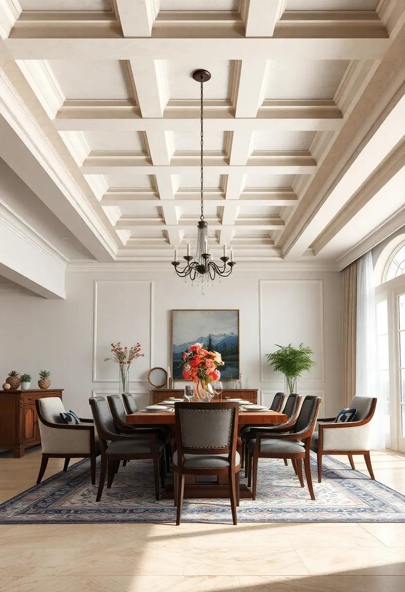Classic Coffered Ceilings: Achieve timeless ⁤elegance with​ coffered ceilings, featuring a⁣ grid of⁤ squares that adds depth and​ architectural interest