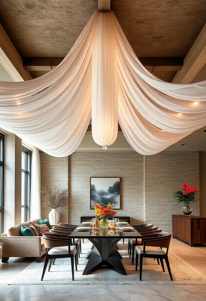 ethereal Fabric Draping: Consider draping fabric from the ceiling for a⁢ romantic, whimsical effect, perfect for intimate dining settings