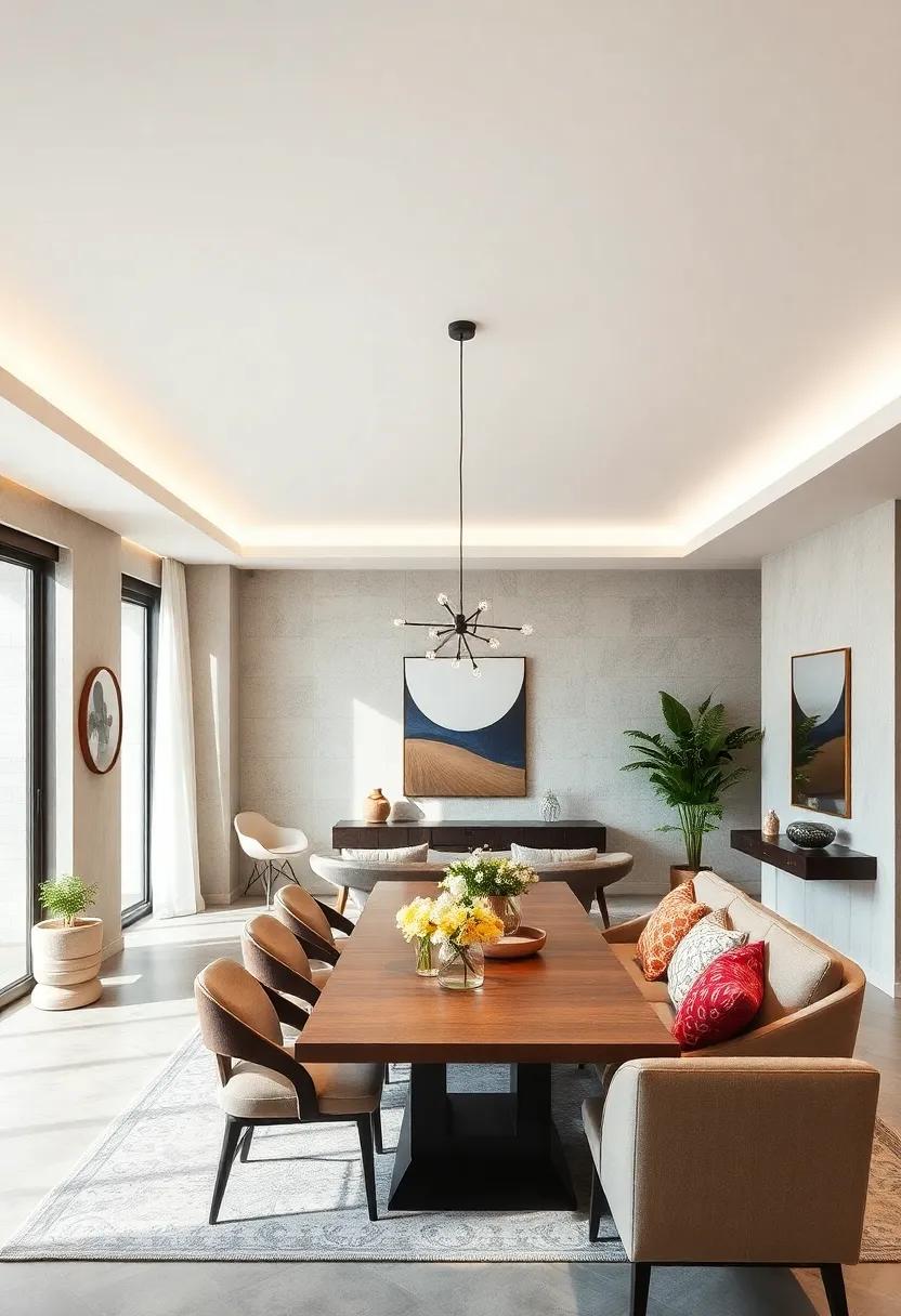 Modern ‍Minimalism: Embrace simplicity with smooth, white ceilings that create an airy feel, enhancing ‍the spaciousness of your dining room