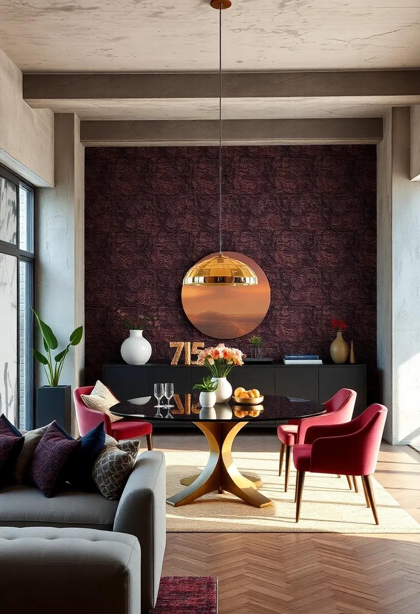 Bold​ wallpaper: Use patterned wallpaper to create an accent wall ⁤that adds⁣ character and individuality to your dining space