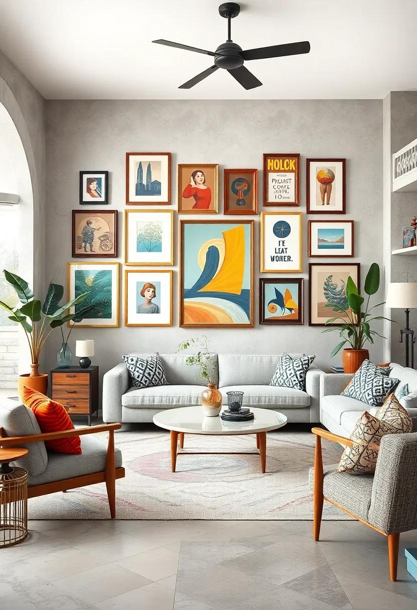 Create a Gallery Wall:⁢ Combine eclectic art ⁢pieces ⁤with vintage frames ⁢to form an eye-catching gallery⁢ wall that celebrates⁣ both⁣ modern⁢ and​ classic styles