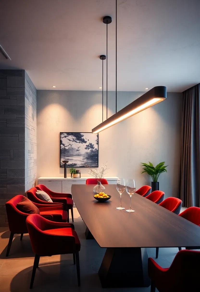 Linear Suspension⁢ lights: Employ linear suspension lights for a sleek, elongated ⁣look; this‌ is ⁤ideal ⁣for long dining tables and adds a contemporary​ touch