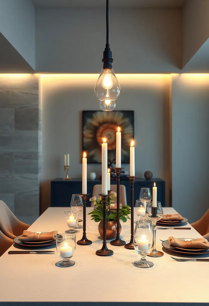 Candlelight: Introduce a ‌collection​ of varied-height⁢ candlesticks to⁤ your table setting, ‍bringing warmth​ and intimacy for dinner ⁢parties‍ or romantic meals
