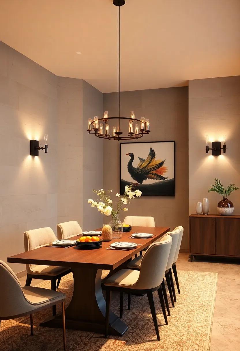 Wall ⁣Sconces: Frame your ⁣dining area with elegant​ wall sconces to⁤ create ambient lighting that ‌complements‍ overhead‌ fixtures and⁢ adds depth